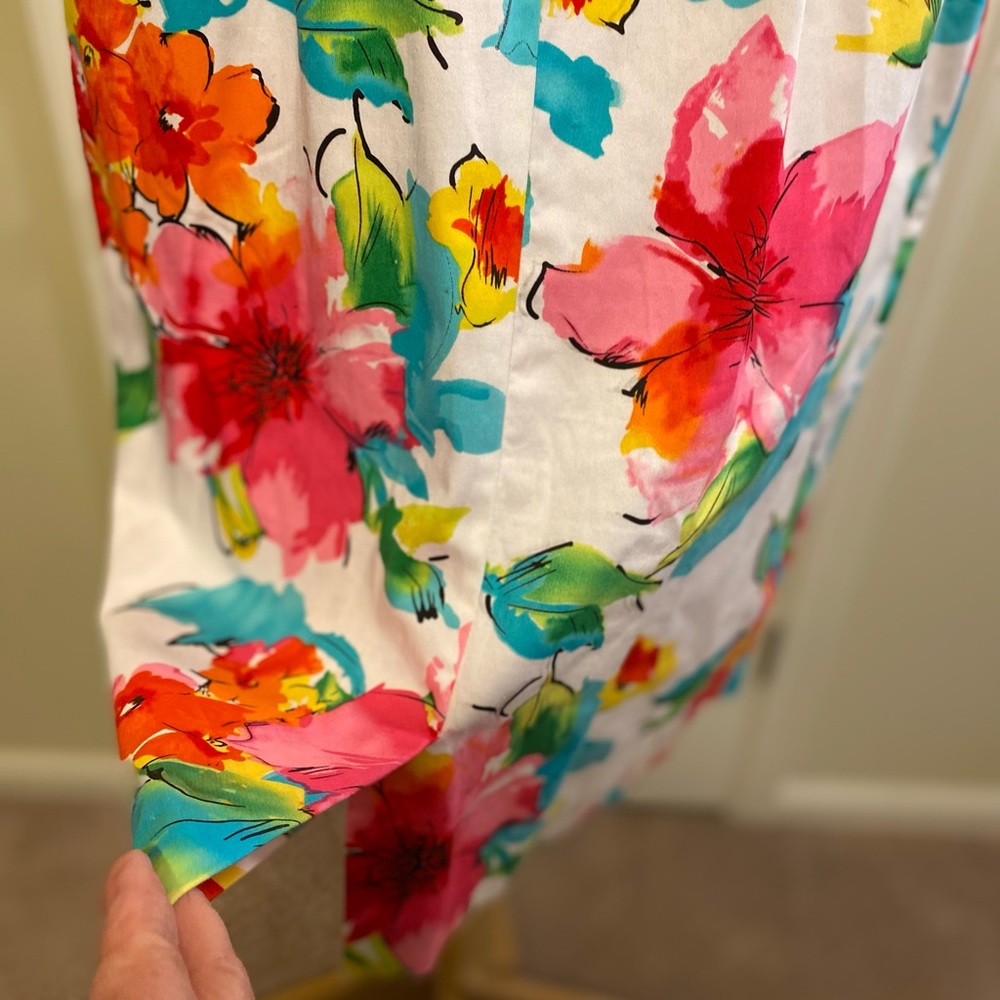 Spense - Lovely white with floral pattern sleeveless sheath mini dress, Size: 4 - Picture 7 of 10